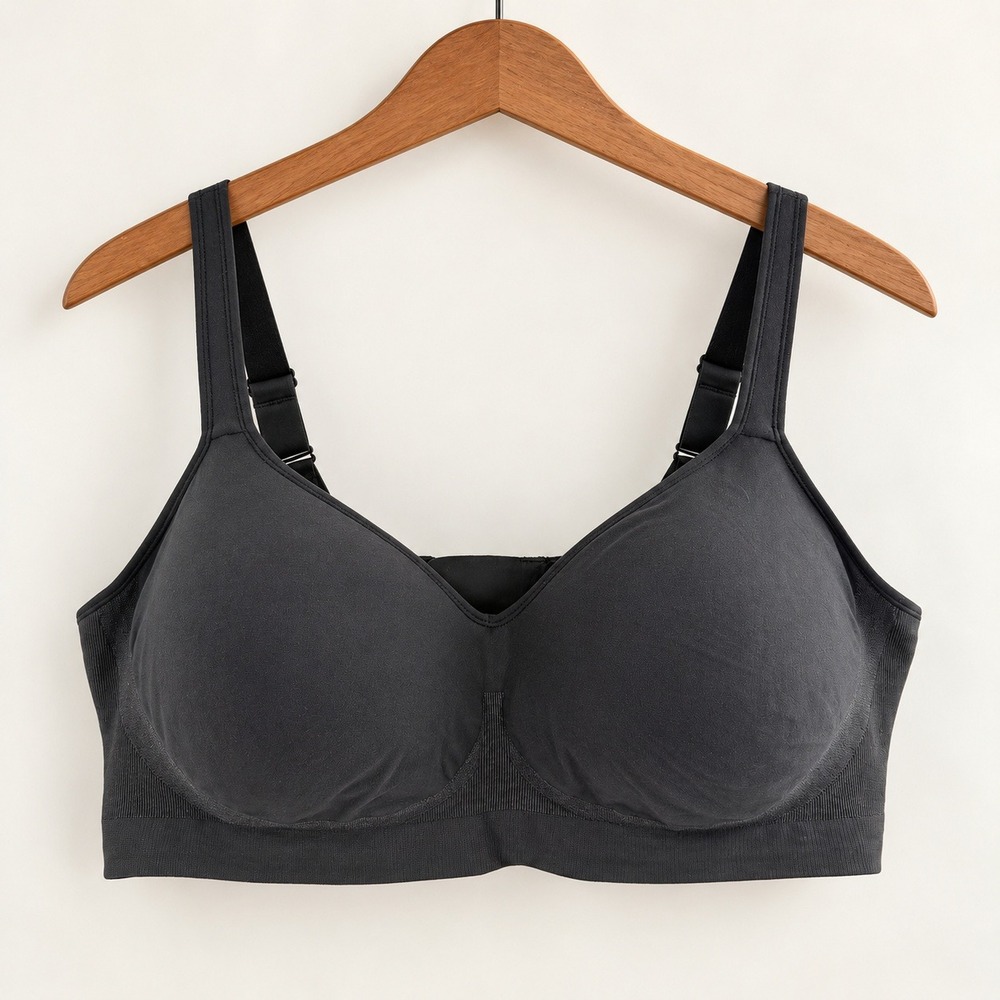 Shapermint Essentials Comfortcore Wire Free Bra Womens 4XL Black Seamless Padded
